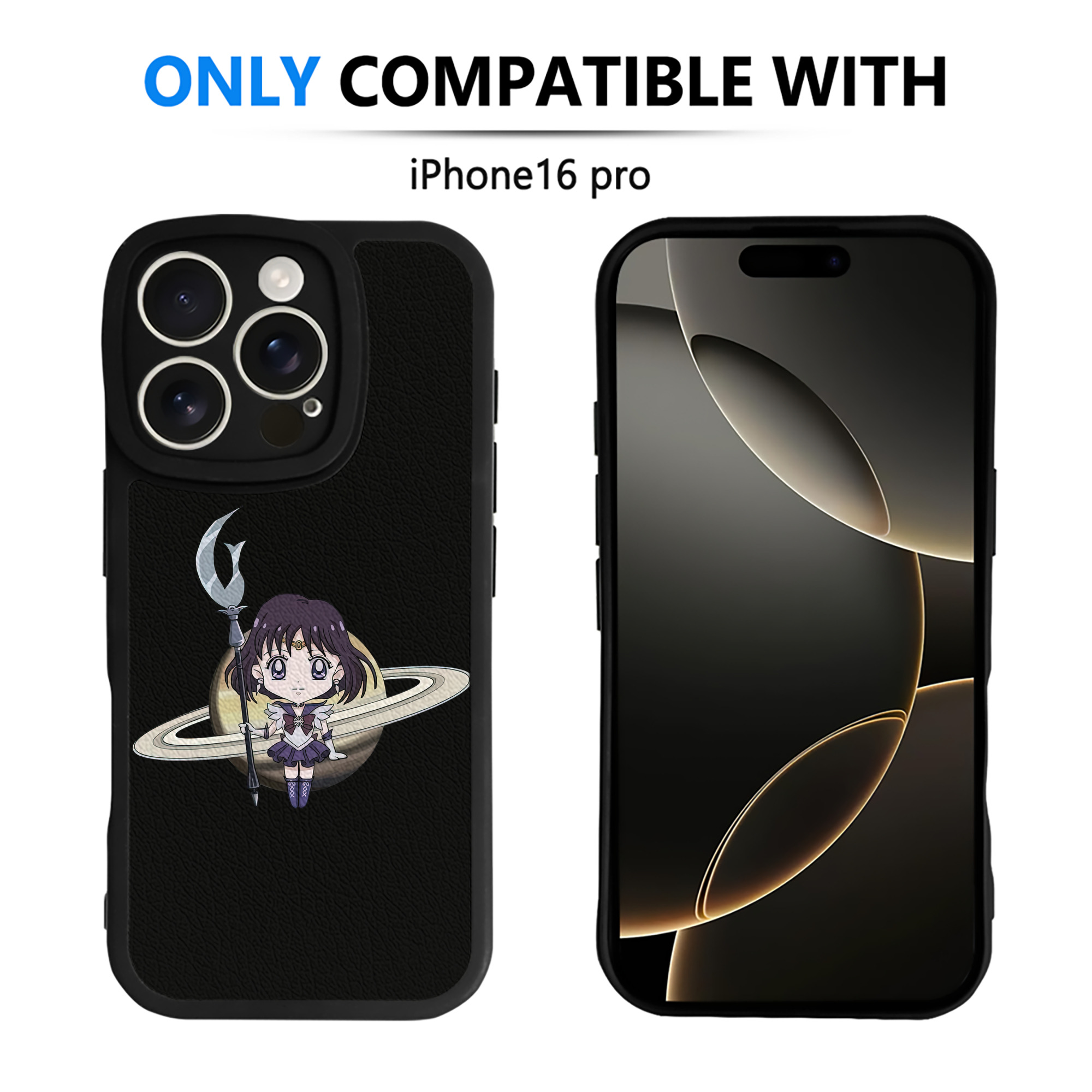（画像用） 美少女戦士セーラームーン 土萠ほたる Sailor Moon Tomoe Hotaru （セーラーサターン；Sailor Saturn） 【iPhone 16シリーズ対応】シリコンスマホケース（レザー調） 材質：シリコン